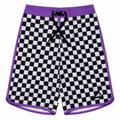 GRID LONG BOARD SHORT – Black White Check