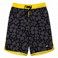 HIBISCUS LONG BOARD SHORT – Black Charcoal Hawaii Print