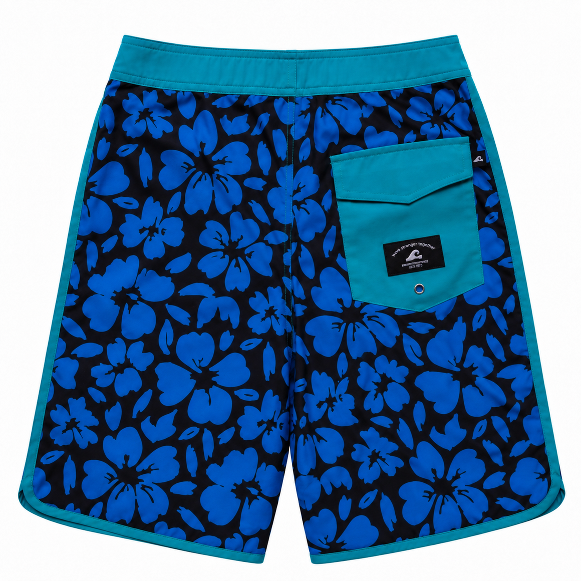 HIBISCUS LONG BOARD SHORT – Blue Black Hawaii Print