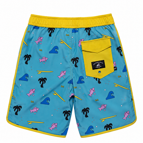 PALMS LONG BOARD SHORT – Turquoise Print
