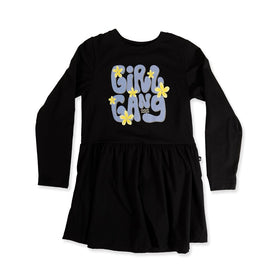 GIRLS LS MONDAY DRESS - Black