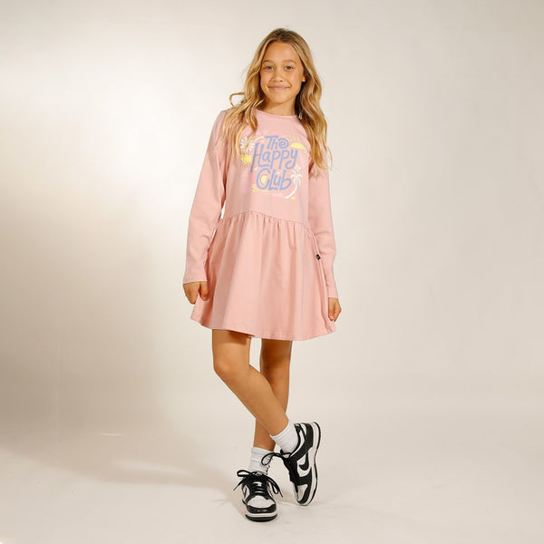 GIRLS LS MONDAY DRESS - Dusty Pink