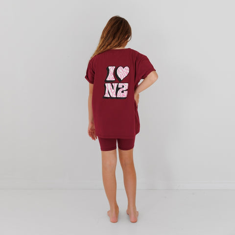 I Love NZ Bailey Tee - Boysenberry