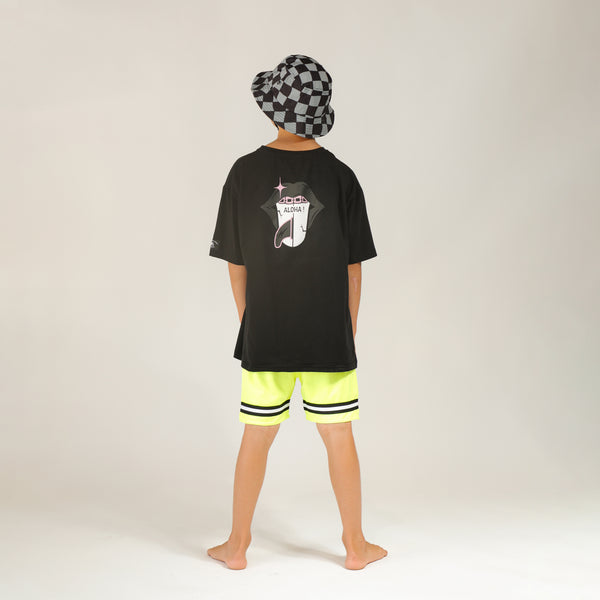 ALOHA TONGUE BOX TEE - Black