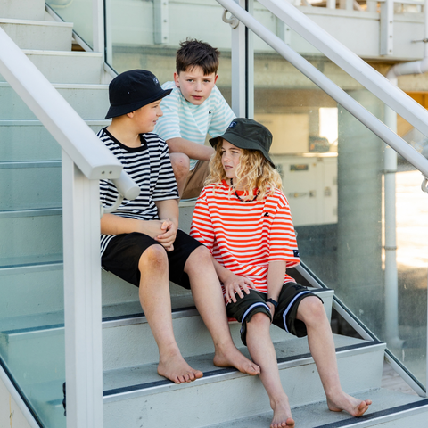 Holiday Stripe Box Tee - Black White Stripe
