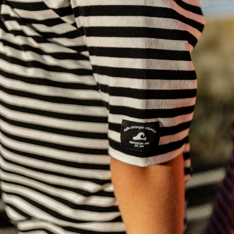Holiday Stripe Box Tee - Black White Stripe