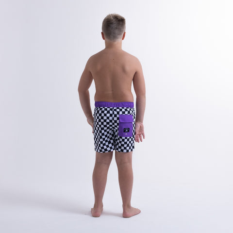GRID BOARD SHORT – Black White Check