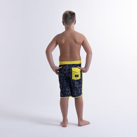 HIBISCUS LONG BOARD SHORT – Black Charcoal Hawaii Print