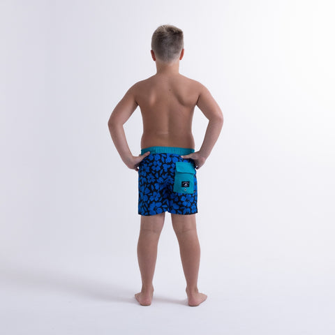 HIBISCUS BOARD SHORT – Blue Black Hawaii Print