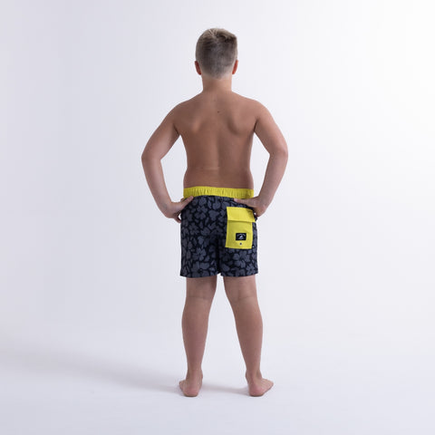 HIBISCUS BOARD SHORT – Black Charcoal Hawaii Print