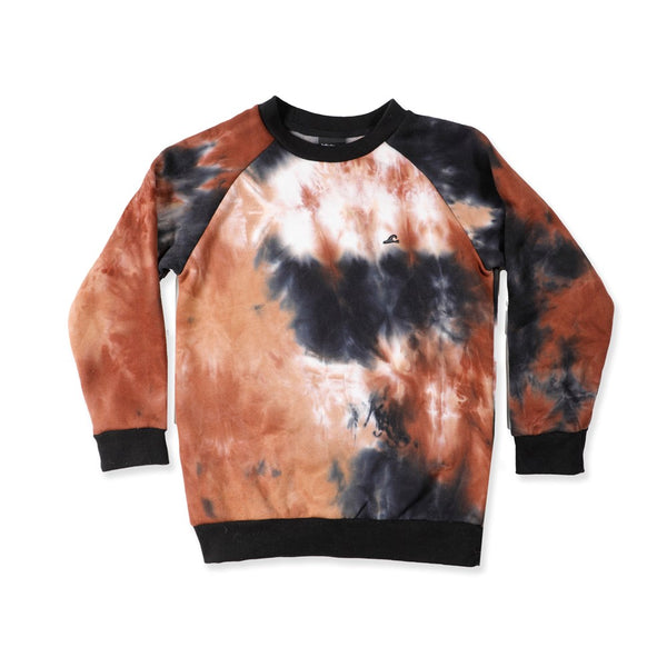 BOYS RAGLAN CREW - Brown Tie Dye