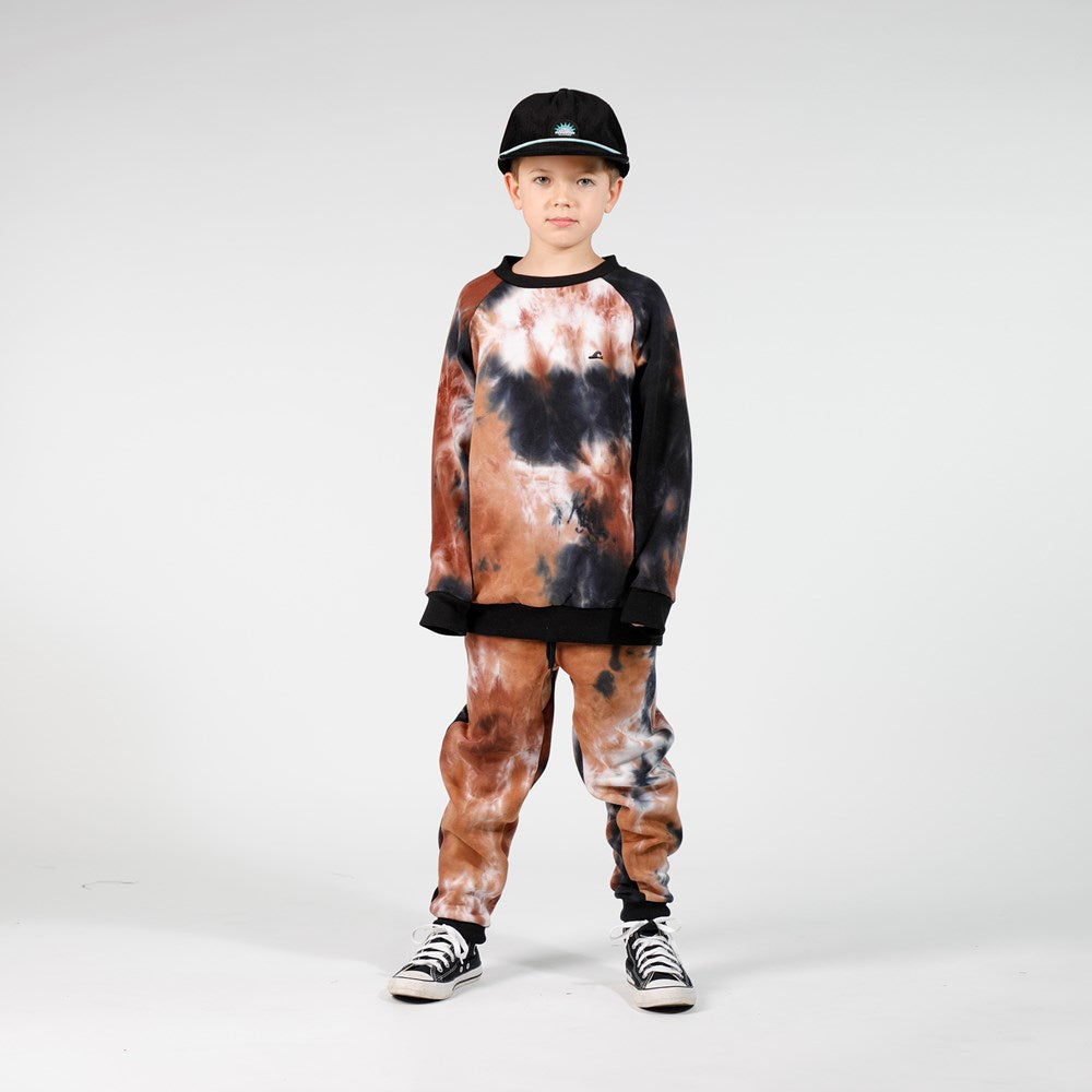 BOYS RAGLAN CREW - Brown Tie Dye