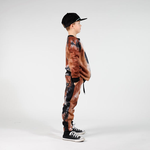 BOYS RAGLAN CREW - Brown Tie Dye
