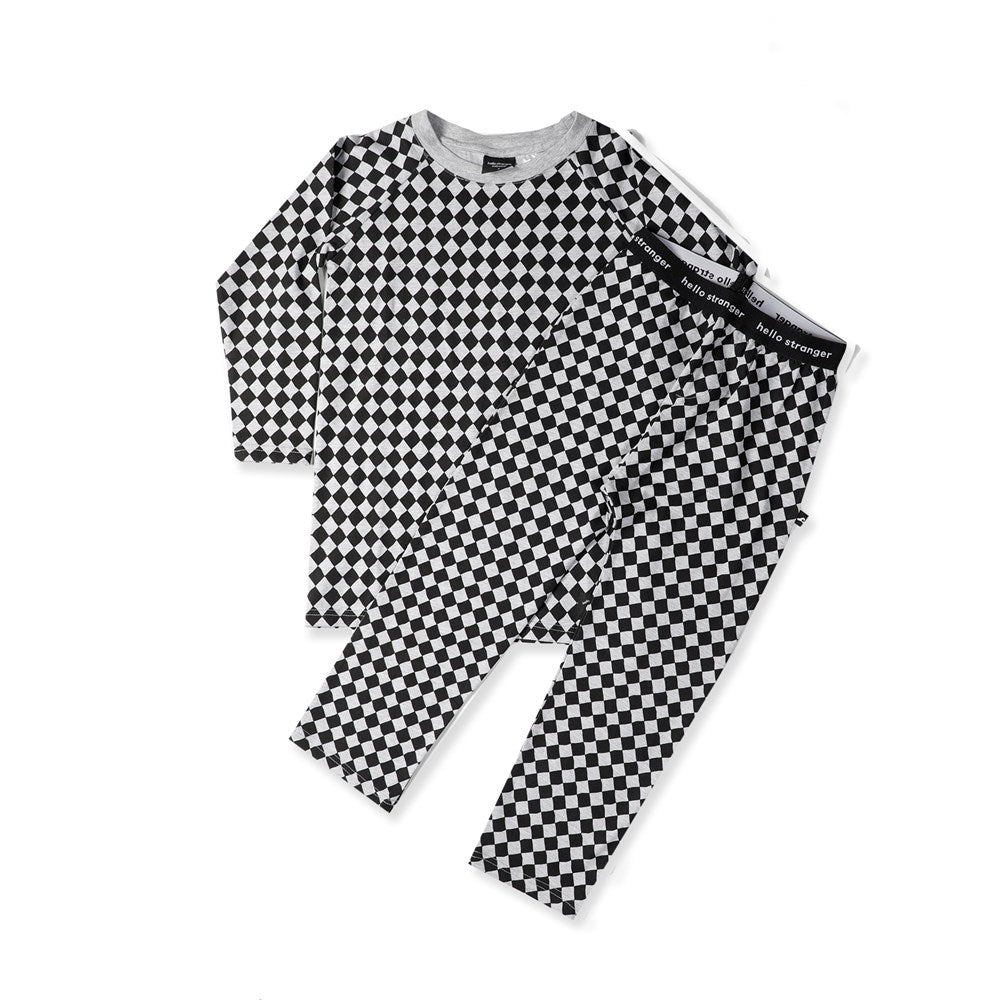 BOYS WINTER PJS Black Check Hello Stranger Kidswear