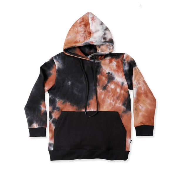 BOYS POCKET HOOD - Brown Tie Dye