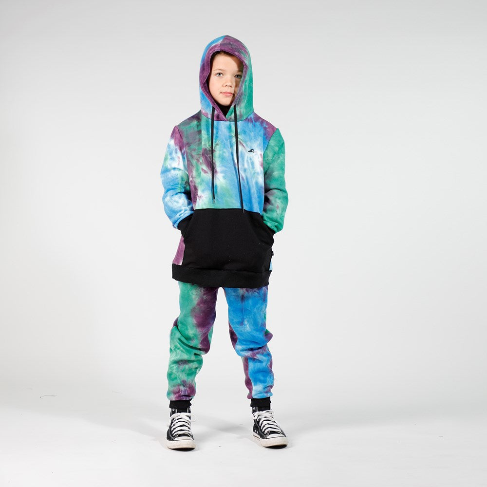 BOYS POCKET HOOD - Purple Green Dye