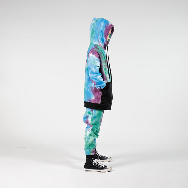 BOYS POCKET HOOD - Purple Green Dye